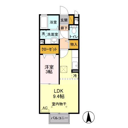 ウィル・インターパーク(1LDK/1階)の間取り写真