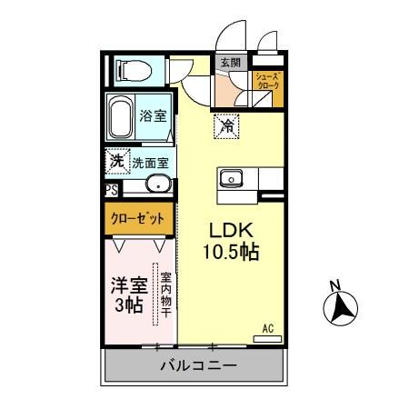 モンテ・シャルム(1LDK/2階)の間取り写真