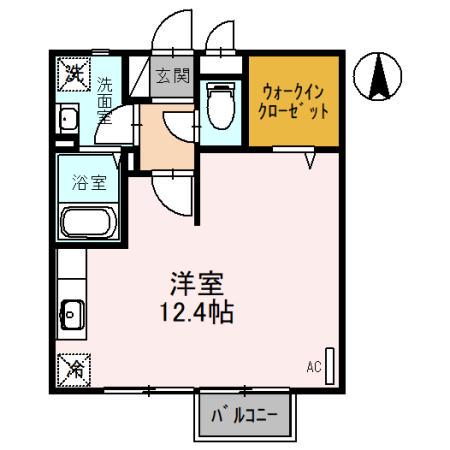 メナー泉(ワンルーム/2階)の間取り写真