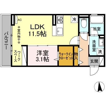 エストパル(1LDK/2階)の間取り写真