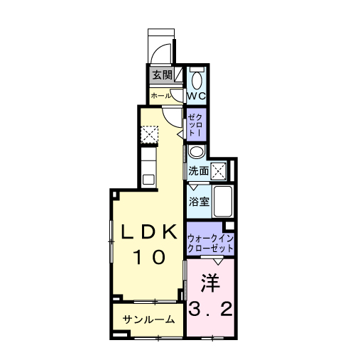 メゾン フラン(1LDK/1階)の間取り写真