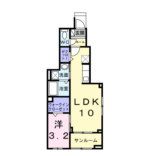 メゾン フラン(1LDK/1階)の間取り写真