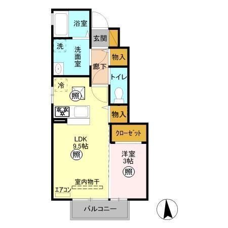 プリンスエドワード(1LDK/1階)の間取り写真