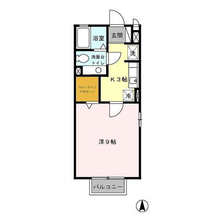 イシジンA(1K/2階)の間取り写真