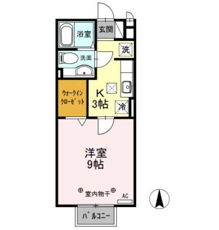 イシジンA(1K/1階)の間取り写真