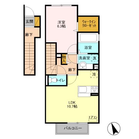 パークサイド50(1LDK/2階)の間取り写真