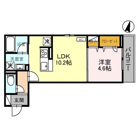 TORISIAS宿郷(1LDK/2階)の間取り写真