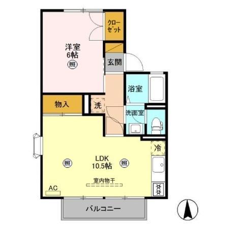 第3明清ハイツ B棟(1LDK/1階)の間取り写真