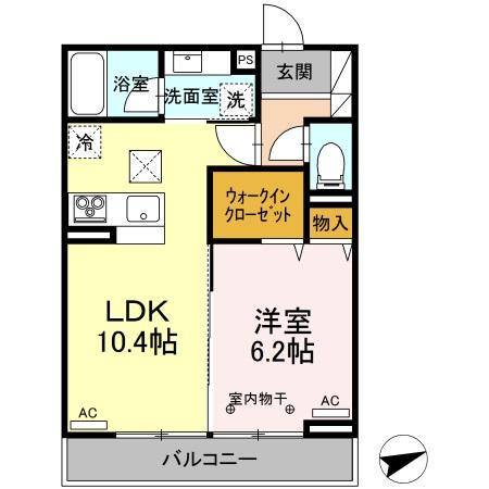 D-イースト(1LDK/1階)の間取り写真
