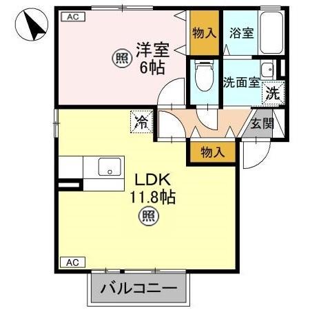 グリーンハイツJ(1LDK/2階)の間取り写真