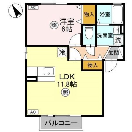 グリーンハイツG(1LDK/2階)の間取り写真