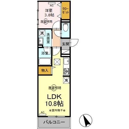 D-GEMPY 今泉二丁目(1LDK/1階)の間取り写真
