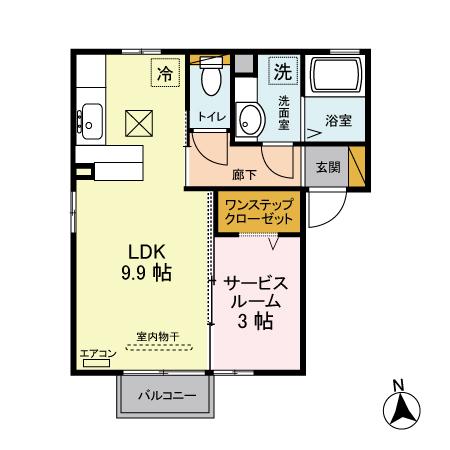 ハイツエスペランサA(1LDK/1階)の間取り写真