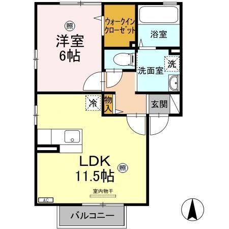 ボナールスクエアA(1LDK/2階)の間取り写真