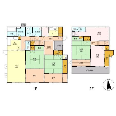 東北本線 宇都宮駅 徒歩25分 2階建 築35年(5LDK)の間取り写真