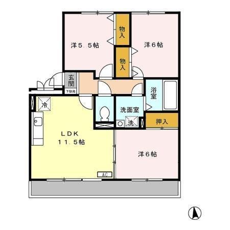 パルティール・ハイツII(3LDK/3階)の間取り写真