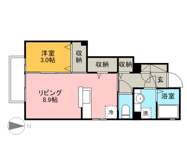 セジュール山口5番館(ワンルーム/1階)の間取り写真