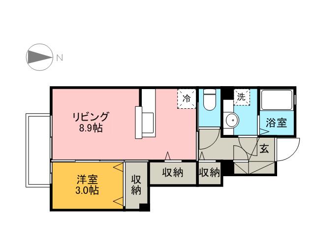 セジュール山口5番館(ワンルーム/1階)の間取り写真