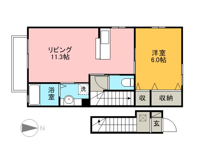 セジュール山口5番館(1LDK/2階)の間取り写真