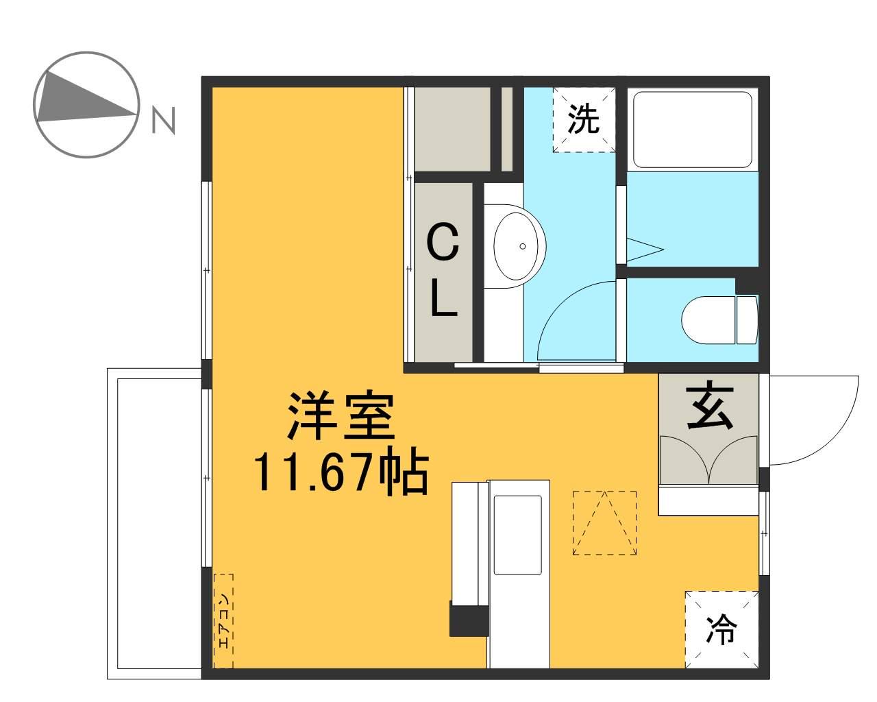 アルティプラーノさやかB(ワンルーム/1階)の間取り写真