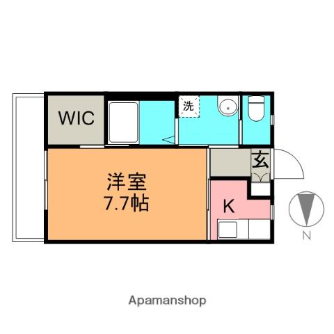 GRANDIR 美土里(1K/1階)の間取り写真