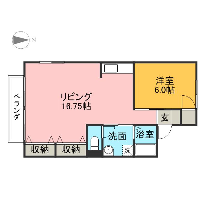 コーポ一の沢(1LDK/2階)の間取り写真