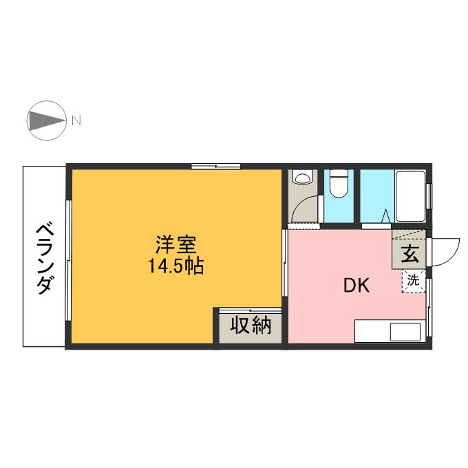 ユーコーポ(1DK/1階)の間取り写真