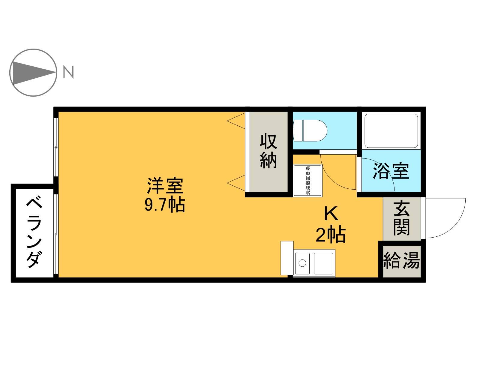 ローズフラット(1K/2階)の間取り写真