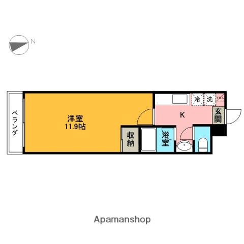 ライブスクエア竹林(1K/4階)の間取り写真