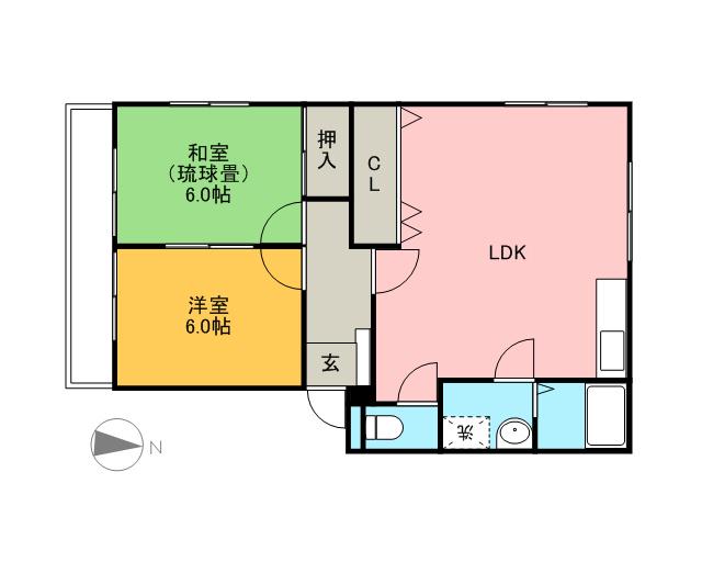 HASHIMOTO HEIGHTS NISHIKI(2LDK/2階)の間取り写真