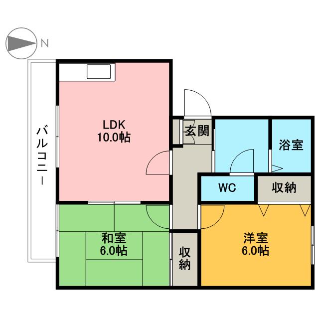 BELL・ST(2LDK/1階)の間取り写真