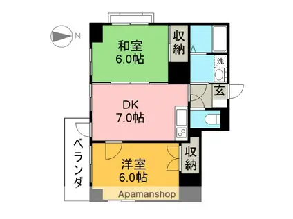 プレジール桜(2DK/7階)の間取り写真