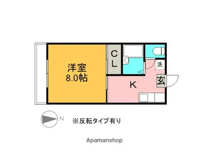 ハイツオカダ上横田(1K/1階)の間取り写真