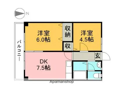 小林マンション3(2DK/1階)の間取り写真