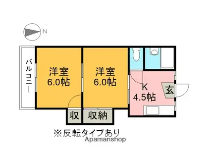 コーポ和気(2K/2階)の間取り写真