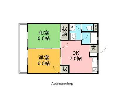 くらしまマンション2(2DK/2階)の間取り写真