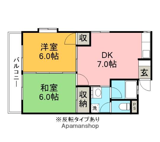 くらしまマンション2(2DK/1階)の間取り写真