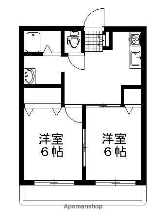 エクセラン北妻(2DK/1階)の間取り写真