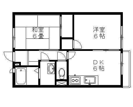コスモハイツナガシマ(2DK/2階)の間取り写真