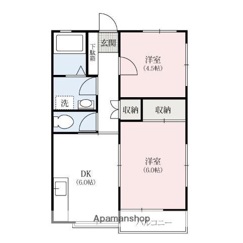 石川ハイツ(2DK/1階)の間取り写真