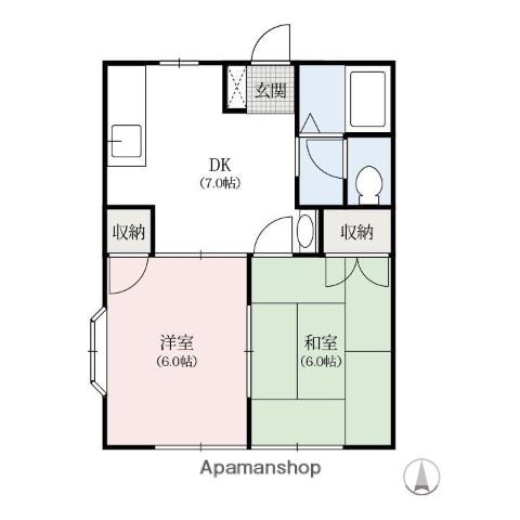 アーバンハイツⅠ(2DK/1階)の間取り写真