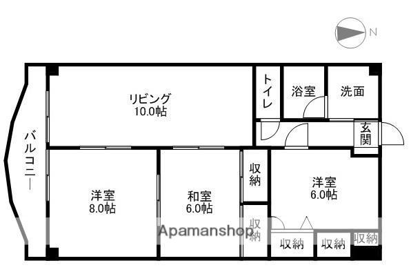 NEW中川(3LDK/5階)の間取り写真