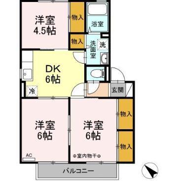 ハッピータウン(3DK/1階)の間取り写真