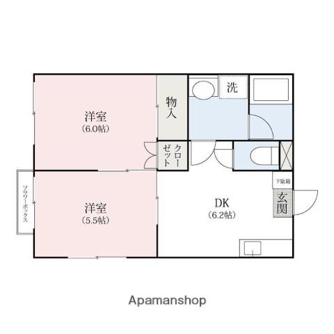 G・ハウス(2DK/2階)の間取り写真