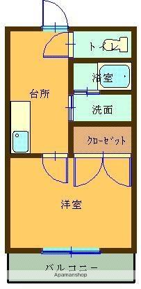 桐生スターハイツ(1K/2階)の間取り写真