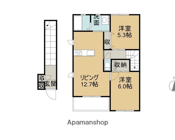 プレジール(2LDK/2階)の間取り写真
