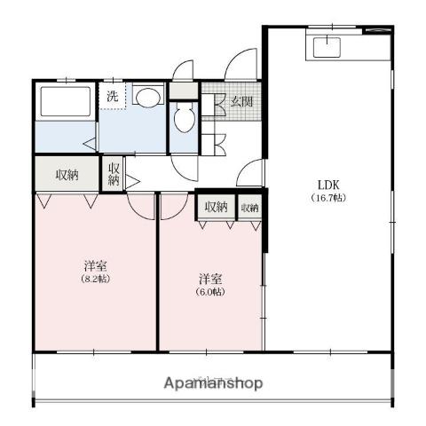カーサ・フェリス(2LDK/4階)の間取り写真