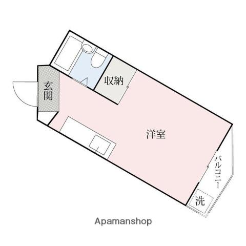 ローゼンハイツ(ワンルーム/2階)の間取り写真