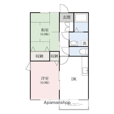 ソレーユ・オオカワ(2DK/2階)の間取り写真