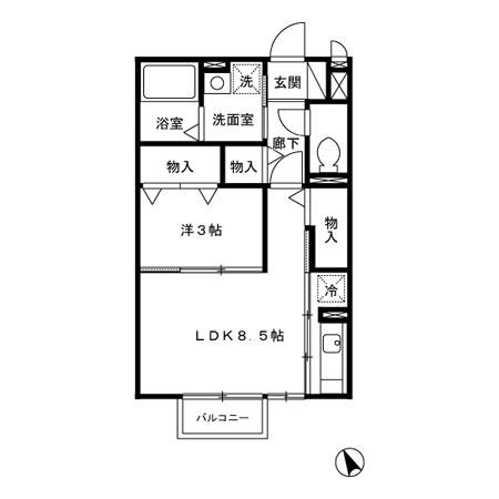 パルフェ(1LDK/2階)の間取り写真
